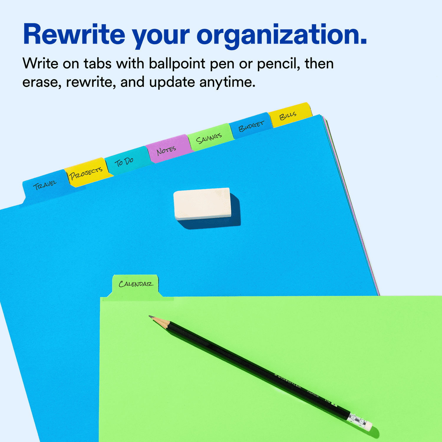 Avery Write & Erase Divider, 8-Tab, Paper, Multicolor Body, Multicolor Big Tabs, Handwrite, 1 Set