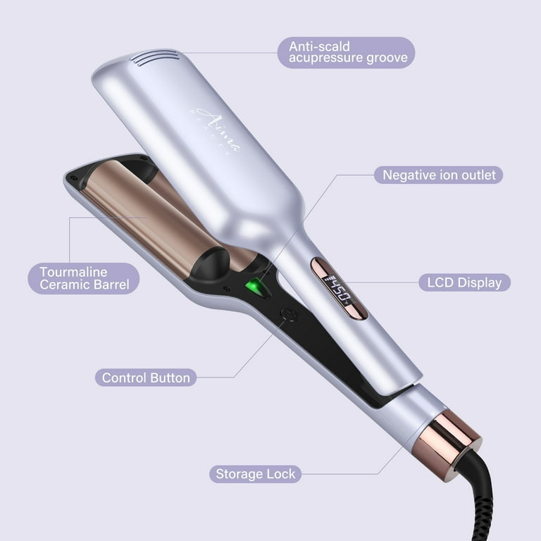 32mm Aima Beauty 2 Barrel Curling Wand Big Wave Mermaid Hair Waver Hair Crimper Iron Anti Scald Negative Ionic Emitter Lock Hair Moisture