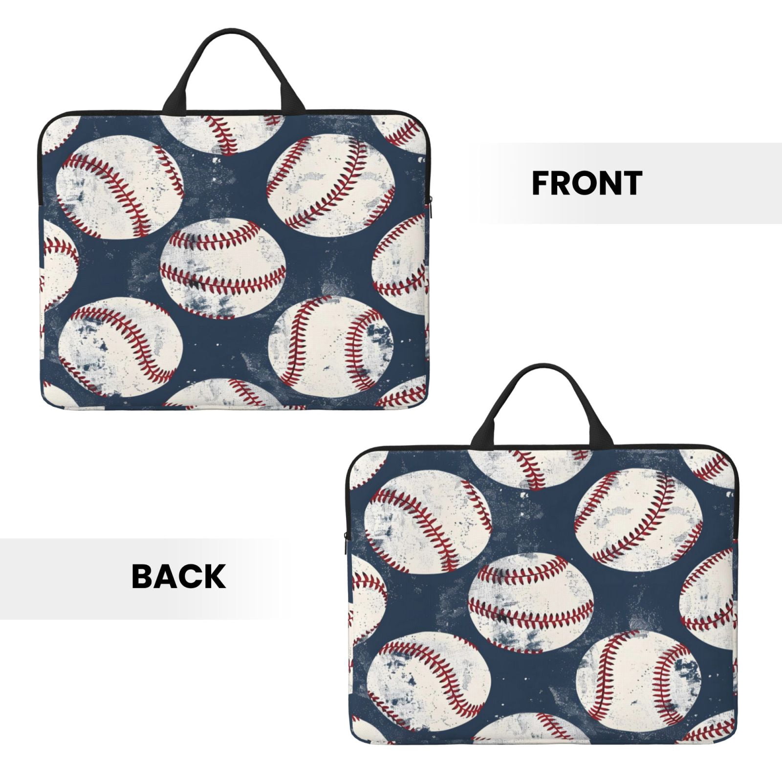 Laptop Sleeve Bag For Women Men 14inch Waterproof Durable Protective Computer Carrying Cover Handle Laptop Case Bag Vintage Baseball Theme Retro Sport Style Worn Leather Baseballs