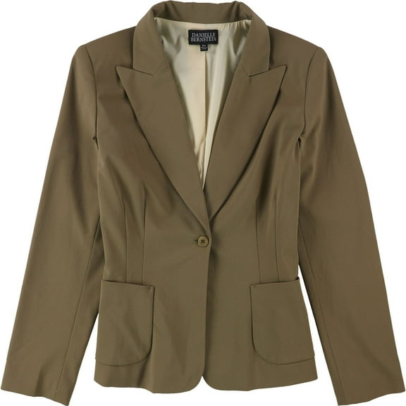 Danielle Bernstein Womens Solid One Button Blazer Jacket, Brown, X-Small