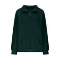 thumbnail image 4 of ZHYou Women Cable Knit Sweaters,Pullover,Half Zip Neck,Front Pocket Soft Stretchy Comfortable Casual Tops,Green,Size M, 4 of 6