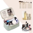 thumbnail image 4 of Kunmingshisd Toys Bolsa de maquillaje Nature, organizador de maquillaje de viaje, estuche para brochas de maquillaje para mujer en piel vegana, color verde, 4 of 4