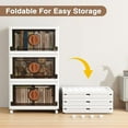 thumbnail image 4 of BROVIEW 480QT  Plastic Storage Bins with Lids, Large Stackable Storage Bins with Wheels, 120GalCollapsible Closet Organizer and Storage Drawers, Storage Cabinets for Home, Office, 4 Pack, White Brown, 4 of 8