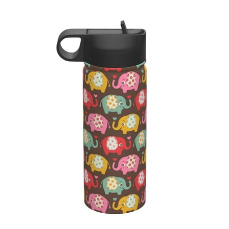 

Daiia Cute Elephants Printed 18oz Sports Insulated Kettle With Straw Water Bottle For Running Hiking Cycling Climbing Mens Woman S Sports Water Bottle
