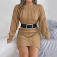 thumbnail image 5 of Daznico Women Fall and Winter Long Sleeve Oversized Cable Knit Pullover Sweater Dresses,Womens Sweater Dress,Size M, 5 of 7