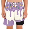 thumbnail image 3 of ibiyuan Boys Swim Trunks with Compression Liner Funny Ice Cream Swim Shorts Quick Dry 2 in 1 Beach Board Shorts with Pockets, 3 of 5