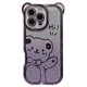 thumbnail image 2 of For iPhone 16 Pro Case Cute Bear Electroplating TPU Phone Cover with Gradient Glitter Paper - Green, 2 of 5