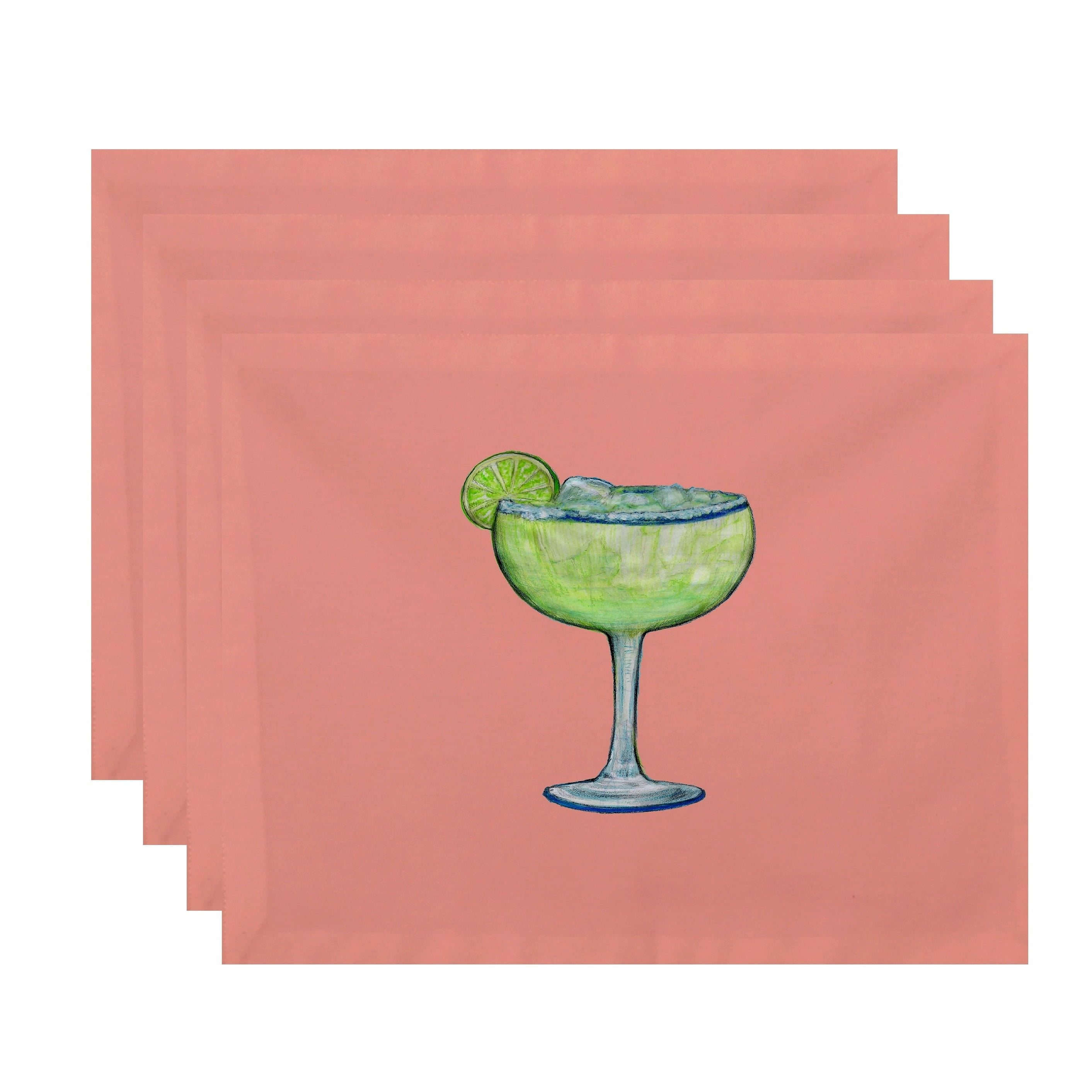 Simply Daisy, 18 x 14 Inch Margarita Plain Geometric Print Placemat (set of 4), Pale Blue