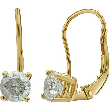 1.00 Carat T.W. Round Diamond 14kt Yellow Gold Leverback Stud Earrings, IGL Certified, Comes in a Box