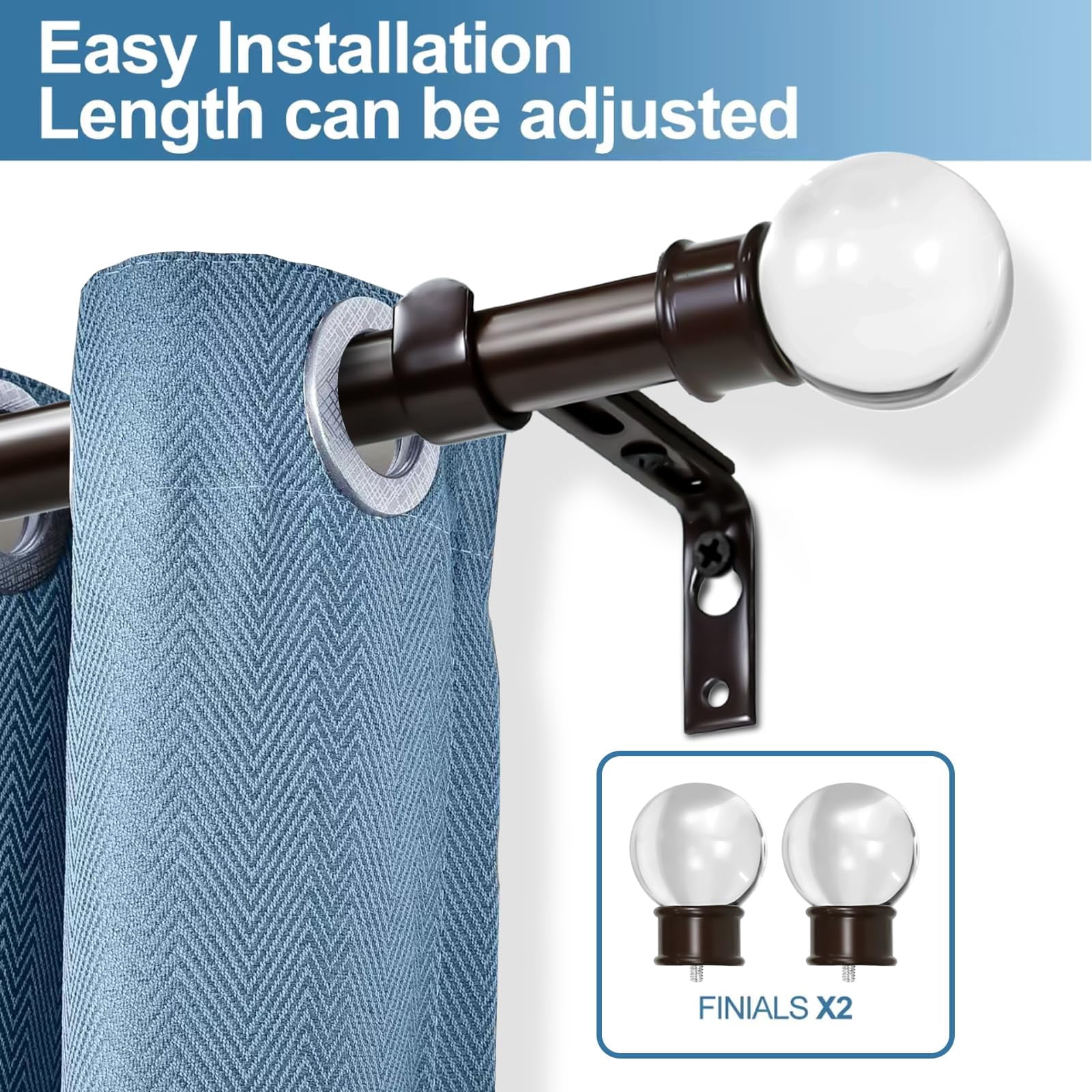 Urbanest Crystal Ball Adjustable Single Curtain Rod