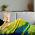 thumbnail image 3 of Modern Soft Flannel Fleece Throw Blanket, Vivid Vibrant Brazil Flag Colored Image Geometrical Details Artwork, Cozy Plush for Indoor and Outdoor Use, 60" x 80", Pale Green and Dark Blue, by Ambesonne, 3 of 5