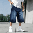 thumbnail image 2 of smawell Men's Relaxed Fit Denim Shorts Below Knee with Baggy Style, 2 of 6