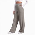 thumbnail image 2 of Linfrsh Women'S Fleece Sweatpants Womens Sweatpants Baggy Wide Leg Barrel Pants Lounge Comfy Joggers with Pockets Coffee,S, 2 of 2