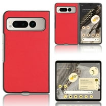 ELEHOLD Leather Case for Google Pixel Fold, Lychee Pattern Leather Back Cover Slim Lightweight Shockproof Phone Case for Google Pixel Fold 2023,Red