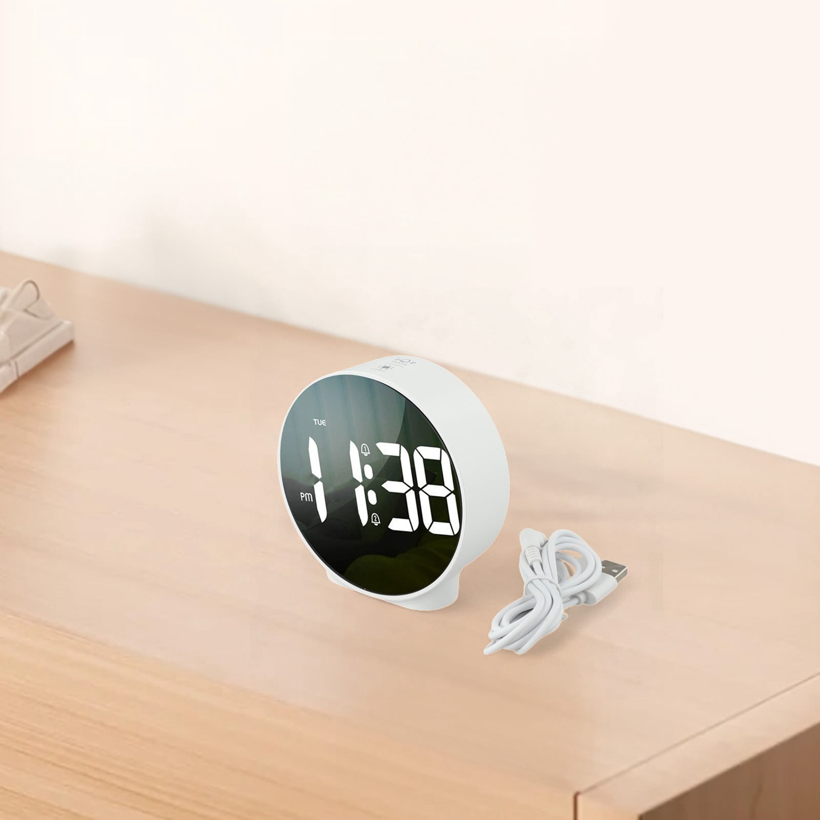 Teen Digital Alarm Clock, Bedside Alarm Clock, Desktop Round Clock With Large Curved LED Display LED Desk Clock Digital Alarm