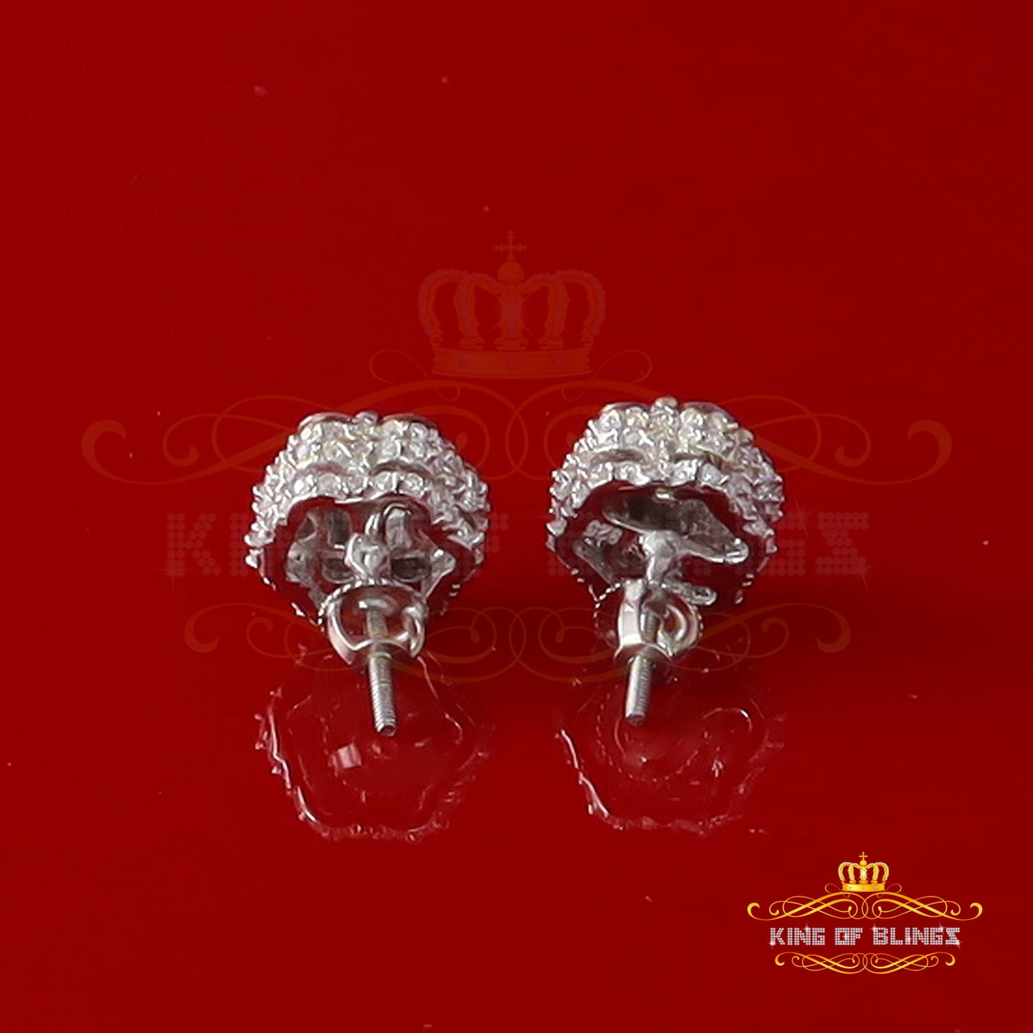 King of Bling's Men/Women's 925 Silver White 2.50ct VVS D Pink Moissanite 7 stone Stud Earrings