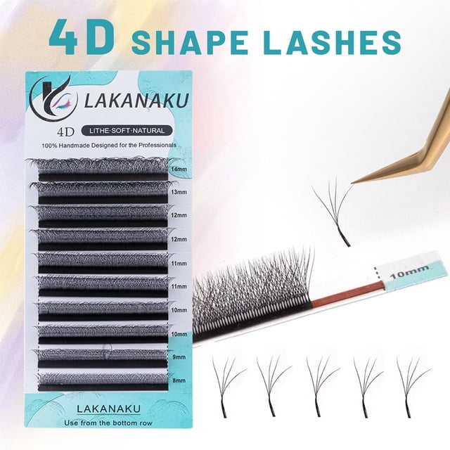 LAKANAKU 4D W Dummy Mink Suave Natural En Forma De Abanico Extensión De Pestañas Prefabricado Estilo Envoltura De Ventilador Gao Jiahui unisex