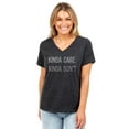 thumbnail image 2 of Kinda Care Kinda Don't Women's Fashion Relaxed V-Neck T-Shirt Tee Charcoal Grey X-Large, 2 of 3