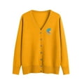 thumbnail image 2 of SYMOID Womens Yellow Acrylic Cardigan - Soft Floral V-Neck Single-Breasted, Regular Fit with Ribbed Cuffs for Spring Fall Casual Office Layering,Size L, 2 of 5