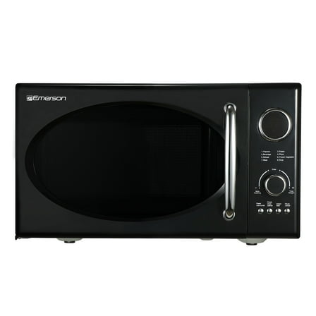 Emerson 0.9 Cu. Ft., 800W Retro Black Microwave Oven with Grill, MWRG0901BK