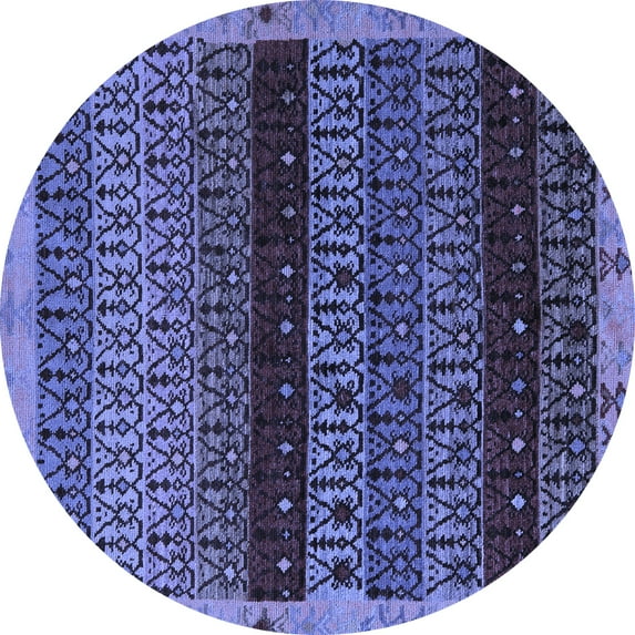 Ahgly Company Indoor Round Abstract Blue Modern Area Rugs, 5' Round