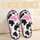 thumbnail image 2 of Balery Cow Spots Pantuflas de Casa de Felpa Silenciosas con Diseño Estampado, Zapatillas Cómodas Antideslizantes de Algodón para Interior-Large, 2 of 8