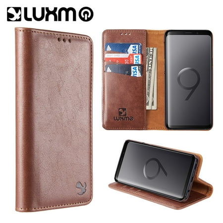 Luxmo Luxury Gentleman Magnetic Flip Leather - Brown Wallet Case for Galaxy