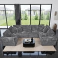 thumbnail image 6 of SEENYOO 135.5" Sectional Couch, Gray U Shaped Sofa for Living Room, Boneless Cloud Couch with Chaise,6-Seater, Corduroy Fabric, Freely Configurable Layout, 6 of 13