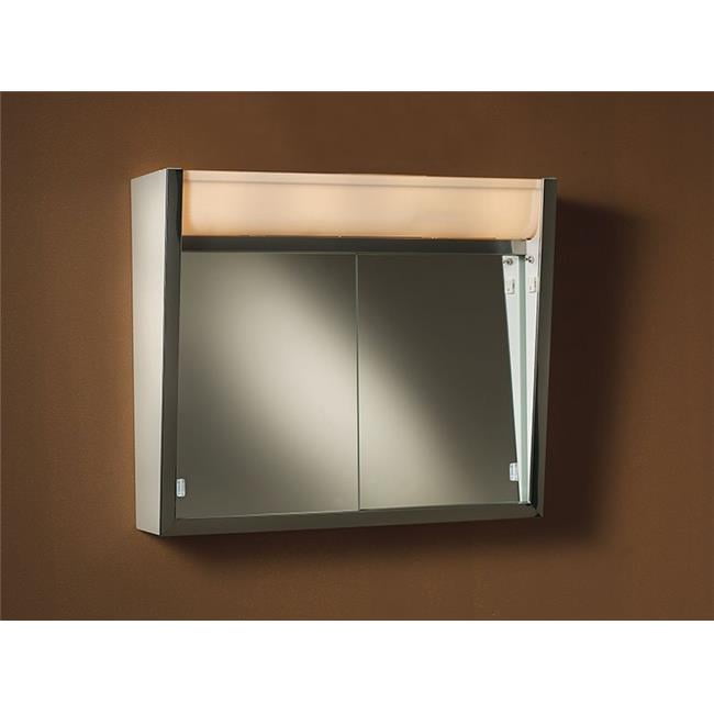 Jensen 124LP 24 x 23 in. 2 Door Ensign Polished Medicine with 4 Light & Stainless Steel