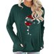 thumbnail image 2 of Camiseta de Mujer Patrón de Sombrero de Navidad Manga de Hombro Caído Cuello Redondo Top Informal con Bolsillo Verde XXL, 2 of 4