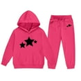thumbnail image 3 of OGLCCG Girls 2 Piece Tracksuit Sets Trendy Star Graphic Long Sleeve Fleece Hooded Sweatshirt and Jogger Casual Athletic Sweatsuits for Kids 2-13 Years, 3 of 4