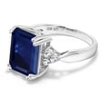 thumbnail image 4 of Gem Stone King 925 Sterling Silver 12X10MM Emerald Cut Blue Sapphire Gemstone Birthstone Ring | Wedding Engagement Anniversary Promise Ring for Women | Available in Size 5, 6, 7, 8, 9, 4 of 6