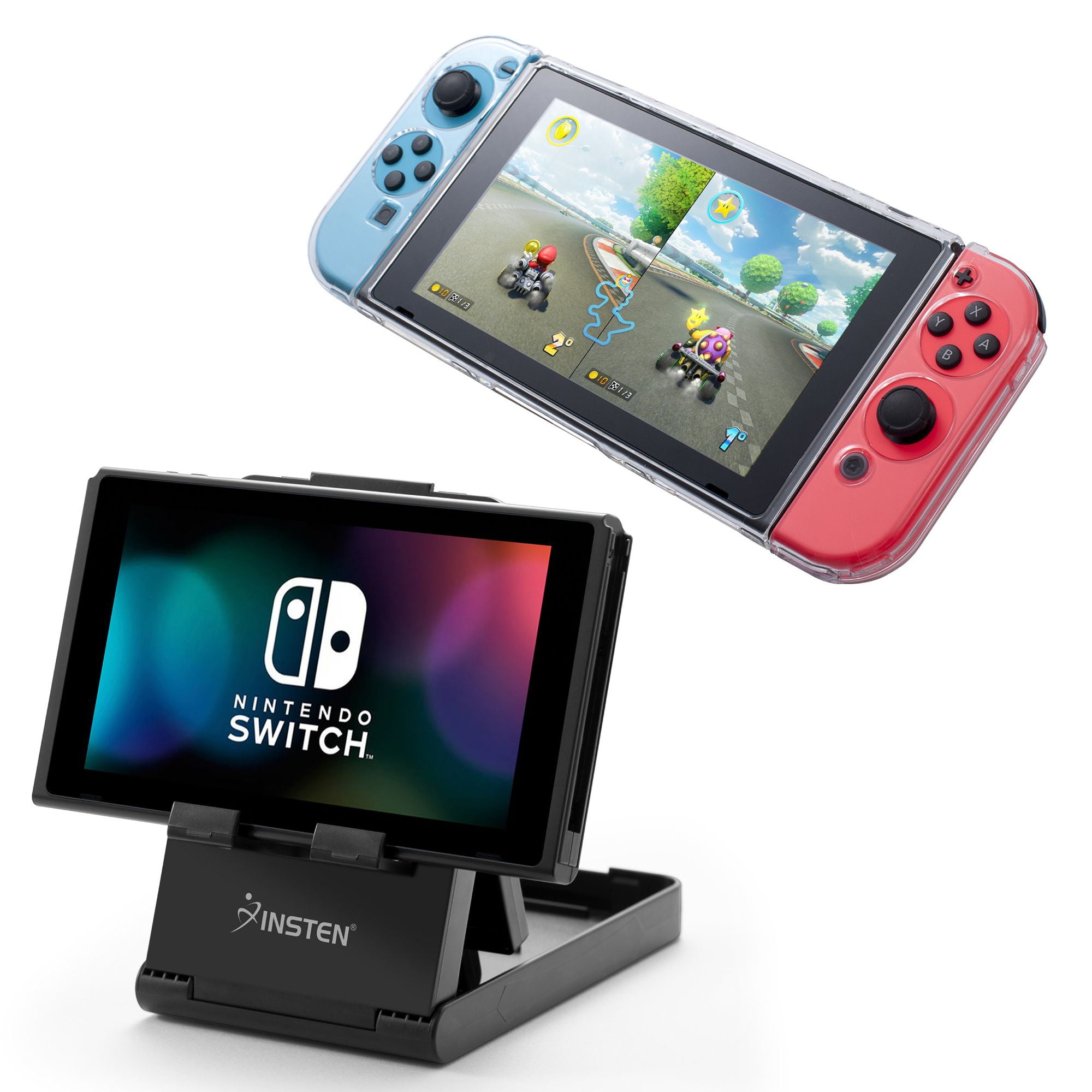 Nintendo Switch Case Bundle Kit, by Insten Fully Protected Strong Durable 3 Part Design Clear