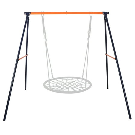 RONG-3 Saucer Swing with Stand for Kids Outdoor, Swing Set with Heavy Duty Metal A Frame and Adjustable Ropes for Backyard Playground Park