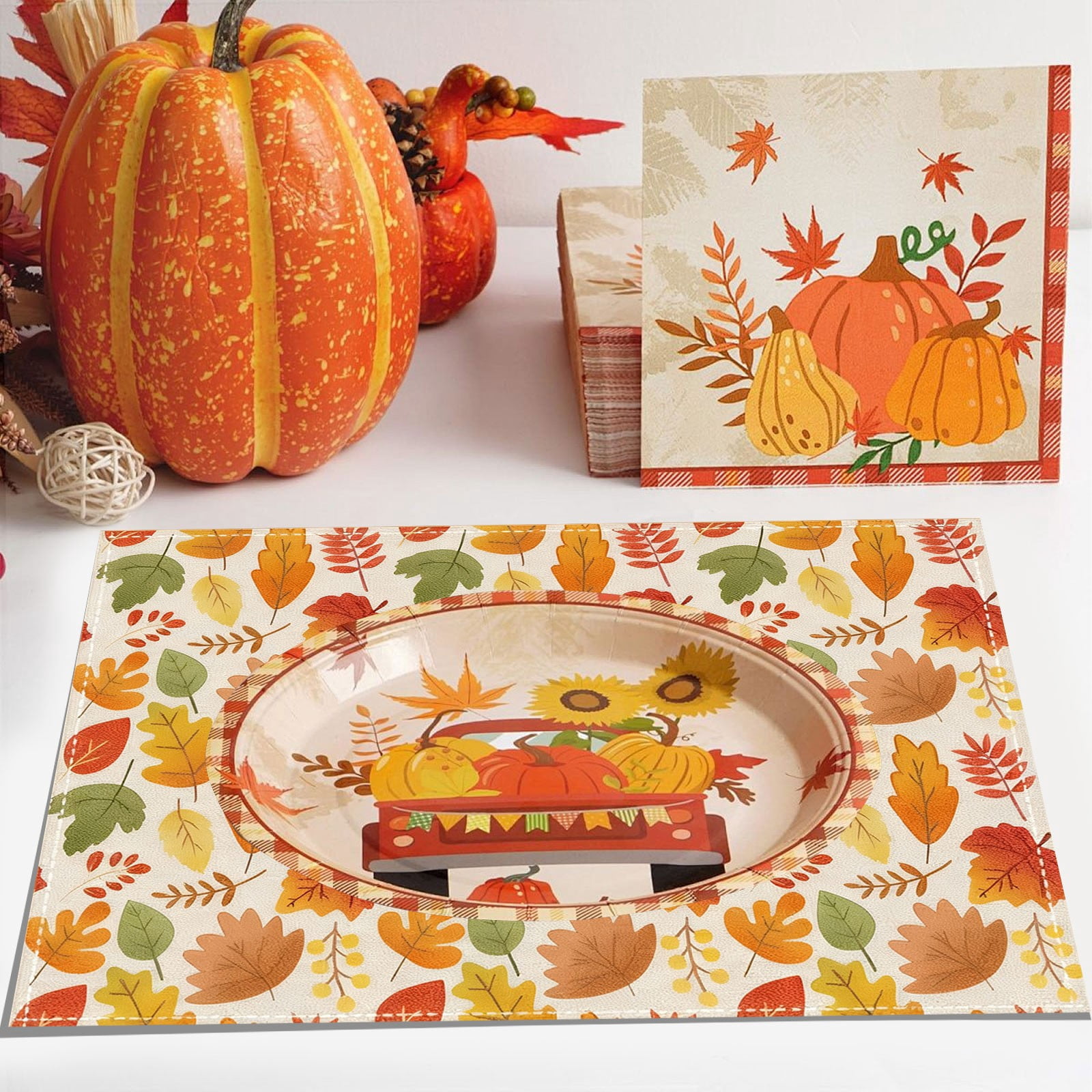 Lot 6 Ronds De Serviette Citrouille Automne - Décoration Table Crochet Thanksgiving Et Récolte