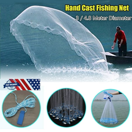 Kadell Fishing Spin Network Bait Fish Net Upgraded 9~16FT Meter Hand Cast Fishing Wire Mesh Accessories Tool Gear With