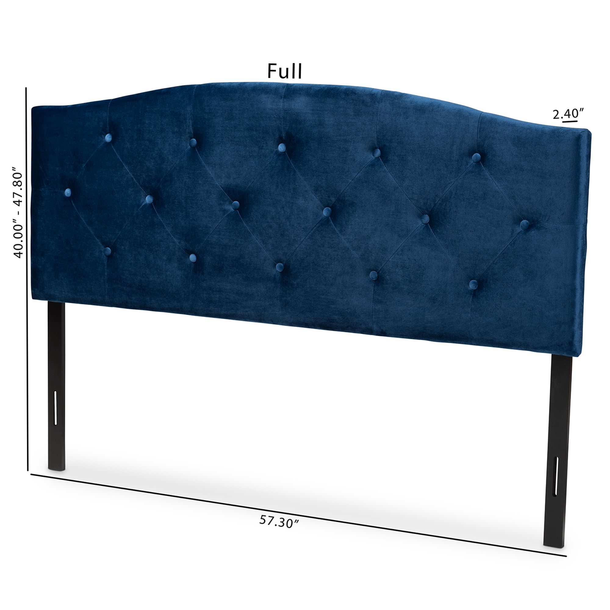 Baxton Studio Leone Modern and Contemporary Navy Blue Velvet Fabric Upholstered King Size Headboard