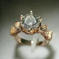 thumbnail image 4 of Ring Engagement Yellow Women's 3 White Round Moissanite Plated Ct 14K Cut Gold, 4 of 4