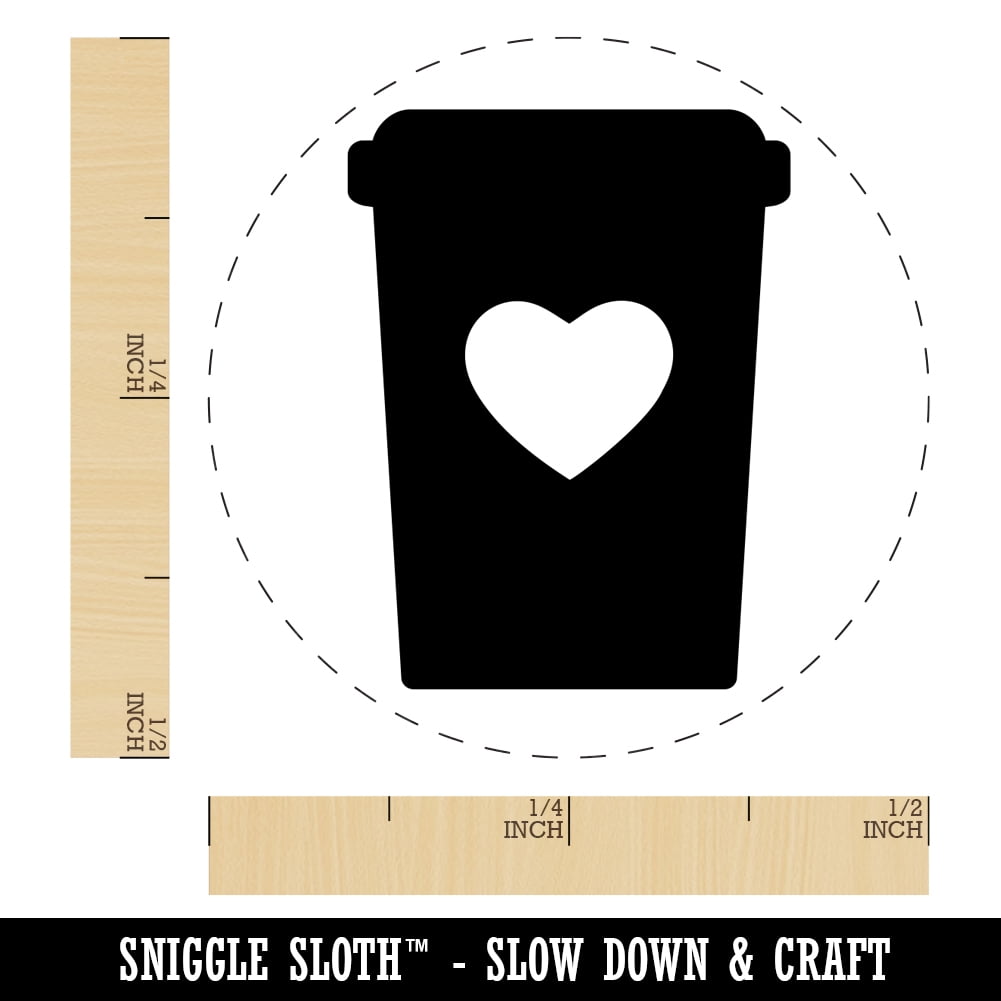 Coffee Cup Carafe with Heart Self-Inking Rubber Stamp Ink Stamper - Dry Pad (No Ink) - Mini 1/2 Inch