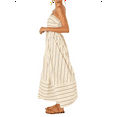 thumbnail image 2 of Women'S Striped Back Smocked Maxi Dress Spaghetti Strap Cut Out Flowy Swing Long Dress Apricot L, 2 of 7