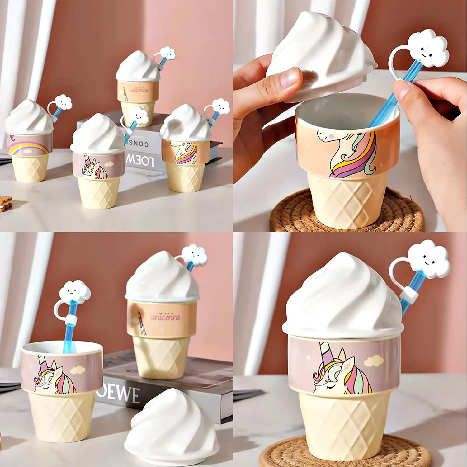 Dropship Cloud Straw Tip Covers Silicone Straw Tips Dust Cap Splash Proof  Cover Reusable Topper For 6-8mm Straw 4PCS White Pink Blue to Sell Online  at a Lower Price