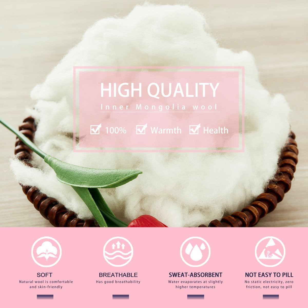 Lambs Wool Stuffing Super Clean Fine Wool for Felting Filler Roving Mercerized Wool for Crafts Needle Cushions Pillow Knitted Stuffed Toys Animals Blending and Dryer Balls, Natural White
