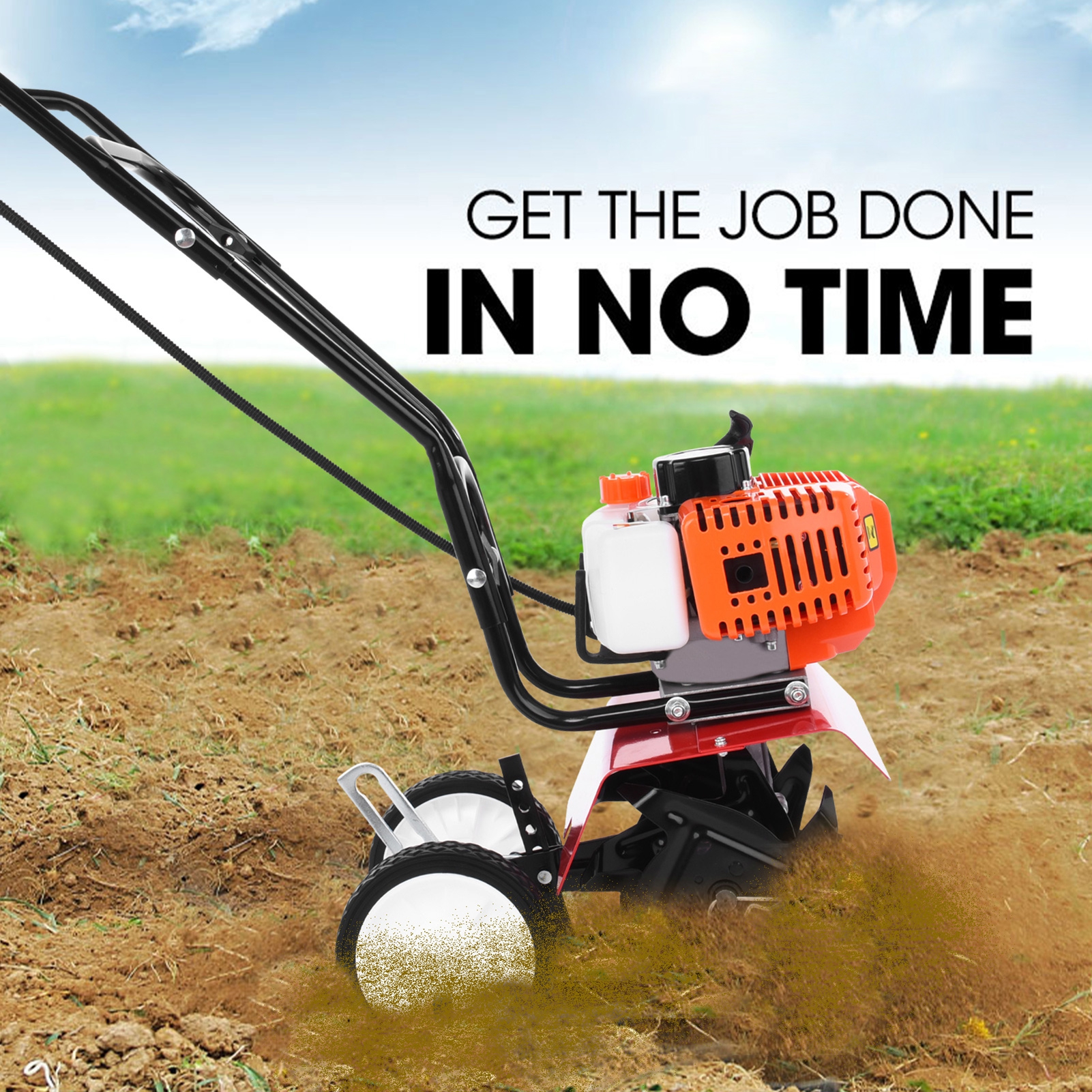 Grandest Birch Petrol Cultivator 2 Stroke 52cc 9000RPM 6-inch Working Depth 7.9-inch Tilling Width Digging 1.65kW Garden Mini Gas Tiller(Fast Delivery from USA)