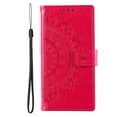 thumbnail image 5 of Allytechgroup Flip Cover Case for Samsung Galaxy S24 Ultra, Mandala Embossed Stand Cards Holder Folio Shockproof Hand Wrist Phone Case for Galaxy S24 Ultra, Red, 5 of 6