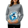 thumbnail image 2 of QIUOMBBP Women Long Sleeve Shirts Maternity Crew Neck Pullover Sweatshirts Pregnancy Funny Print Tops Loungewear Gray S, 2 of 7