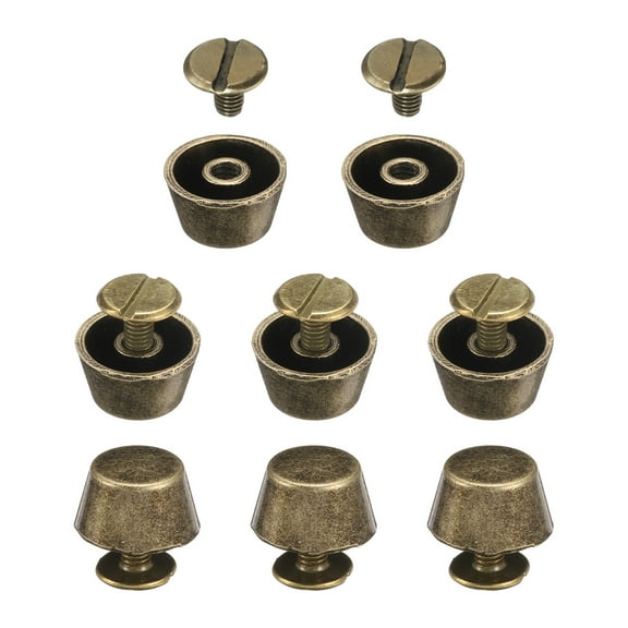 Uxcell 8 Set Rivets Stud Handbag Purse Feet 1/2" Flat Head Alloy Screw Rivets for Leather Bag DIY, Bronze