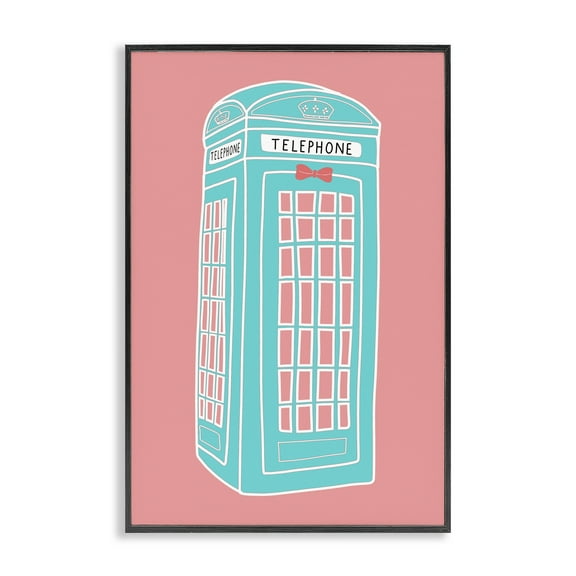 Stupell Industries Pastel Telephone Booth Abstract Painting Black Framed Art Print Wall Art, 12 x 18