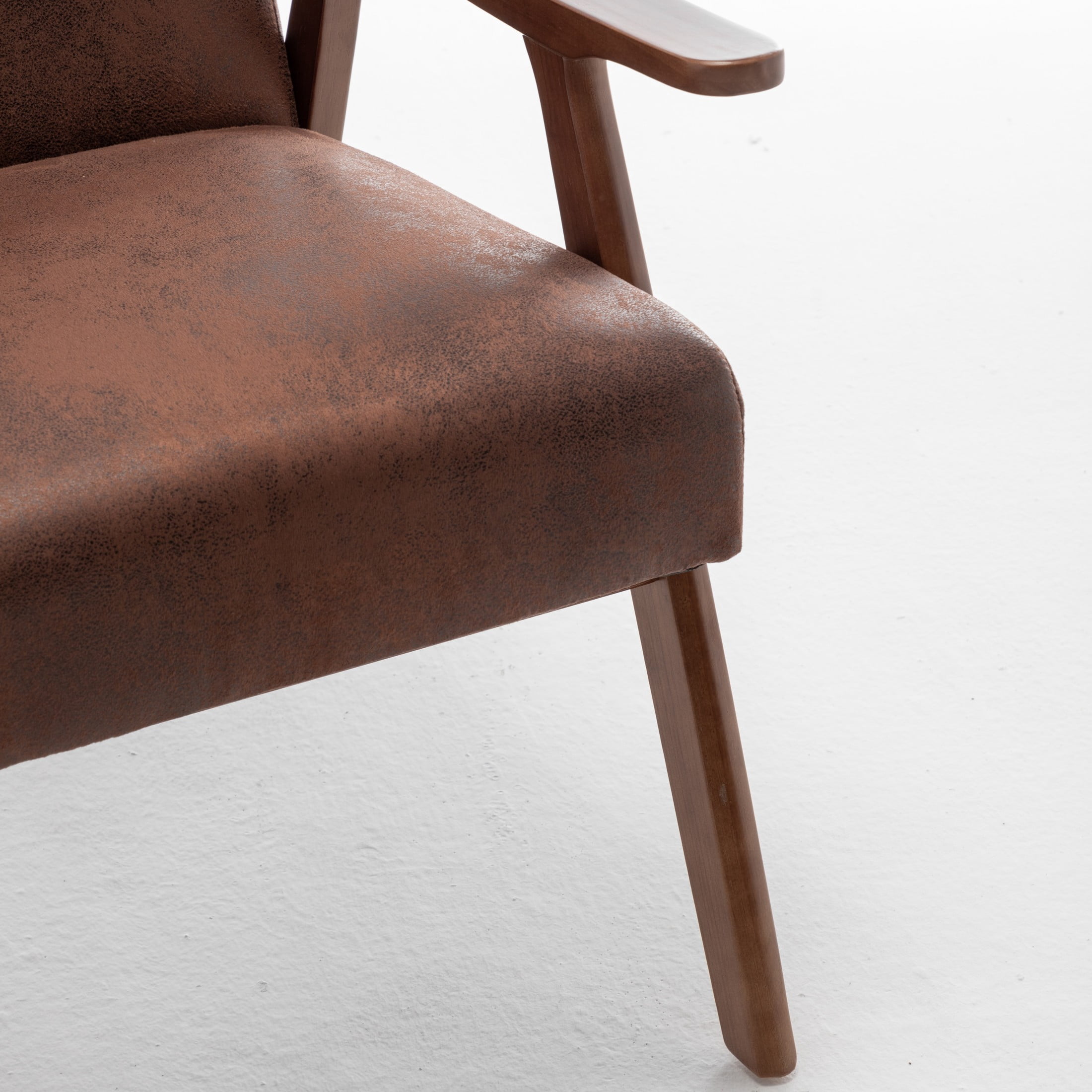 GDF Studio Mid-Century Modern Accent Chair with Microfiber Upholstery & Solid Wood Frame, Light Brown