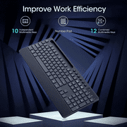 VicTsing Wireless Keyboard and Mouse Combo, 2.4GHz Ergonomic Desk 104 Full Size Keyboard and Mouse with Phone Tablet Holder, 6-Button & 3-DPI Silent Wireless Mouse, 10 Independent Shortcuts