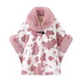 thumbnail image 2 of Fewfanhot Faux Fur Trim Cute Cow Print Poncho Cape, Warm Fleece Lined Open Front Wrap Coat for Women Winter, 2 of 5